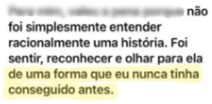 Mensagem de Isabela sobre o processo com a Aline
