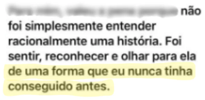 Mensagem de Isabela sobre o processo com a Aline